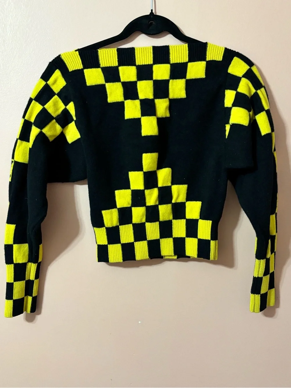 Louis Vuitton Black and Yellow Checker Knit Crew Sweater